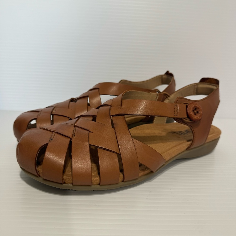 Earth Belita Brown Leather Fisherman Sandals Size 8 1/2 - Picture 3 of 16